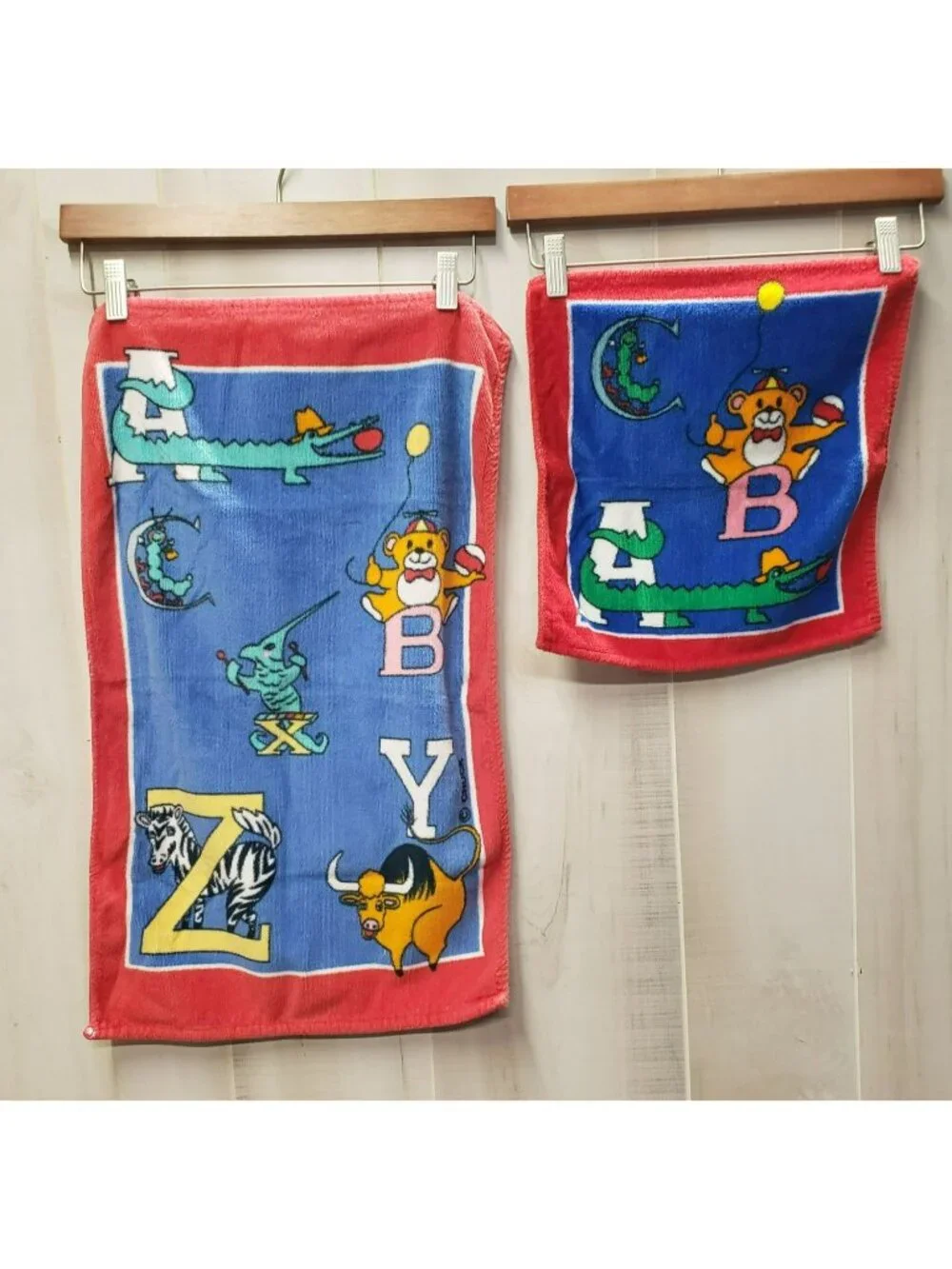 Vintage ABC Design Towel Set, Bath, Hand, Wash Cloth, Alphabet Terrimondo Cotton
